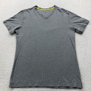 Lululemon Men Gray V Neck Short Sleeve Athletic T Shirt Size L